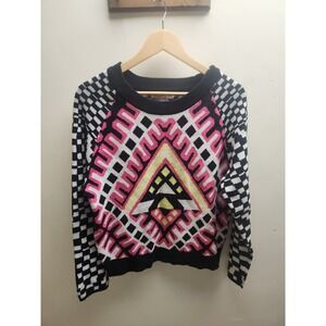 Mara Hoffman Geometric Print Sweater Multicolor Black Pink Yellow‎ Size M